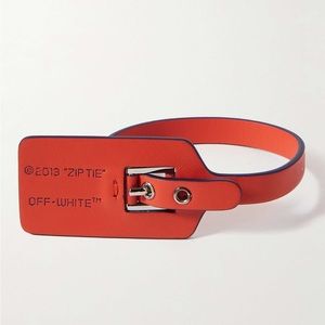 Off-White Leather Zip Tie Bracelet in Orange